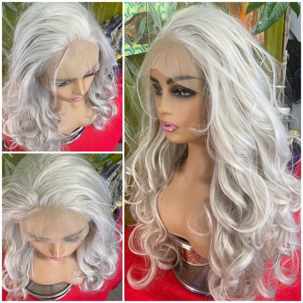 free part ash white full lace front wig